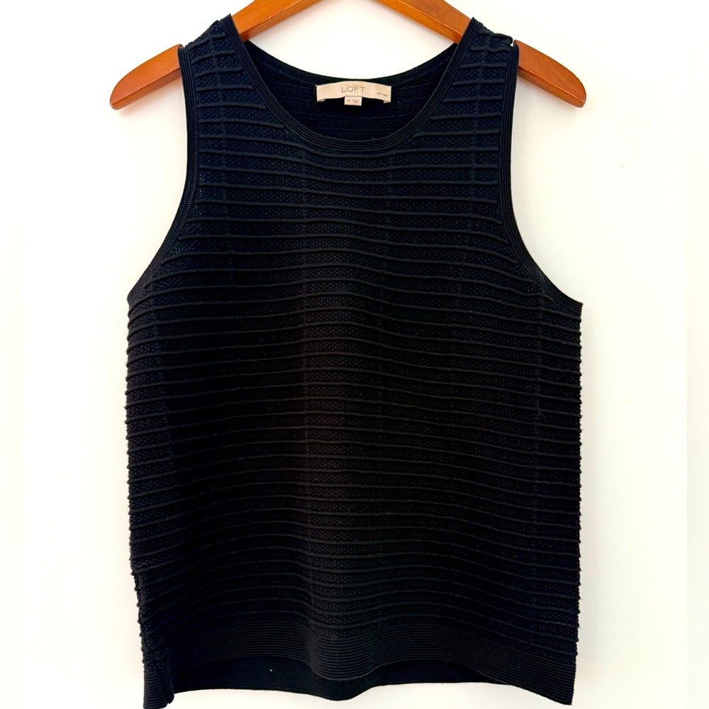 LOFT Black Textured Women's Tank Top Women Petite Sleeveless Top Shirt  Size SP